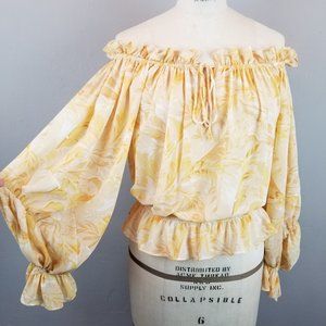 Vici Women's Small Sunshine Yellow Off the Shoulder Blouse Voluminous Sleeves